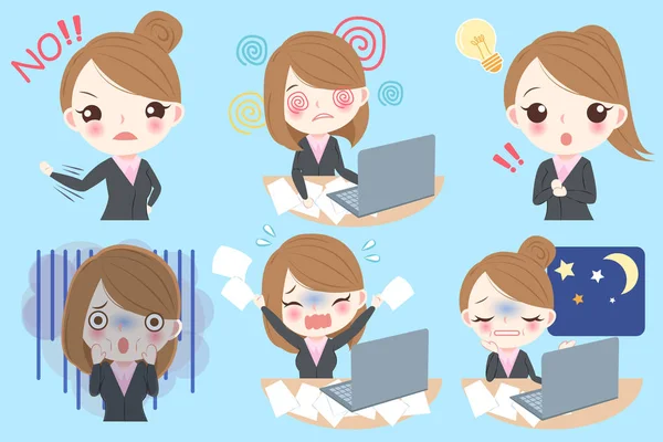 Mujer de negocios hacer diferente emoción — Vector de stock