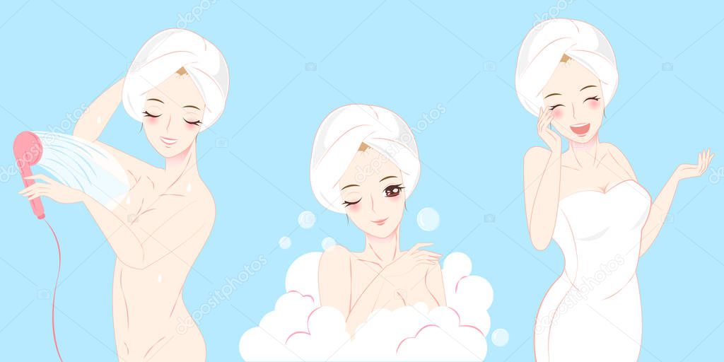 woman take shower