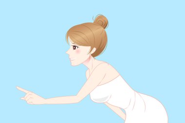 kadın bir şey göstermek