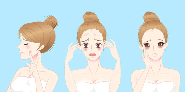 Mujer con problema facial — Vector de stock