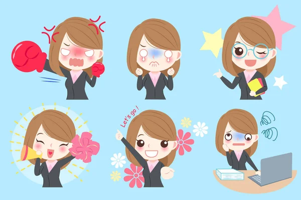 Бізнес-леді роблять різні емоції — стоковий вектор