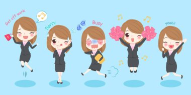 sevimli çizgi iş kadını