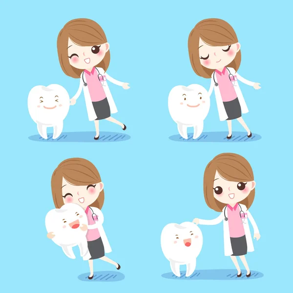 Kadın dişçi diş ile — Stok Vektör