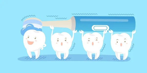 Met elektrische tandenborstel tooth — Stockvector