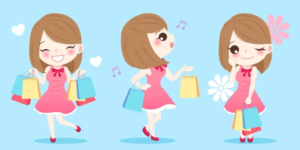 Dessin animé femme sont shopping — Image vectorielle