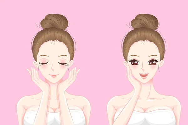 Cartoon skin care woman — Stock Vector