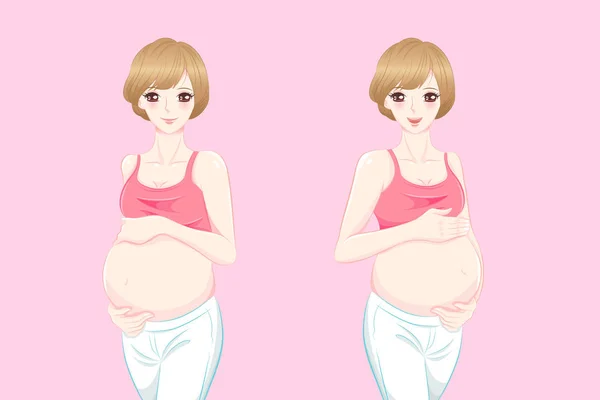 Beauté dessin animé femmes enceintes — Image vectorielle