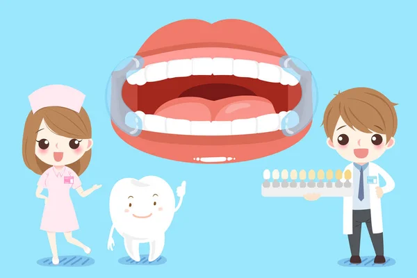 Мультяшный стоматолог с зубами — стоковый вектор