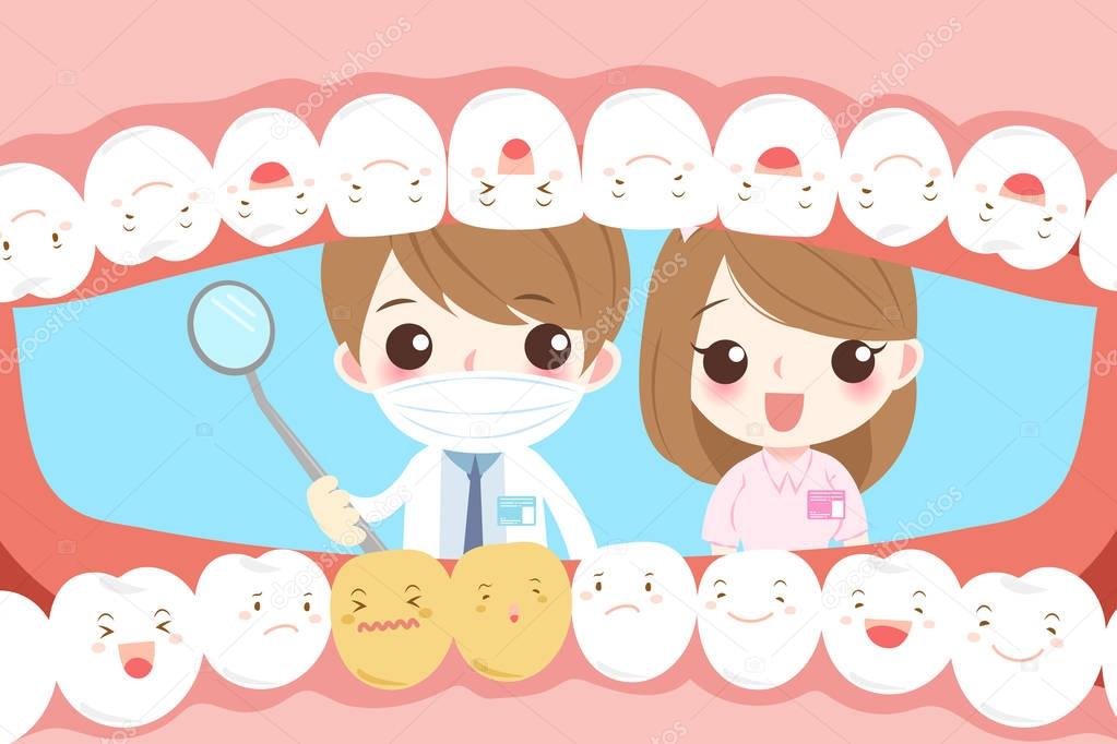 cartoon dentist with tooth