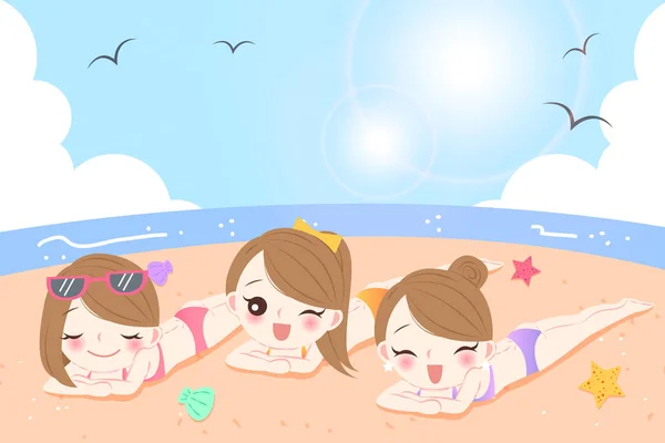 Women on the beach — Stock Vector