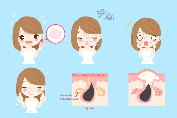 çizgi film kadın yüz yağ ile