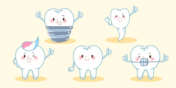 Dente bonito dos desenhos animados — Vetor de Stock