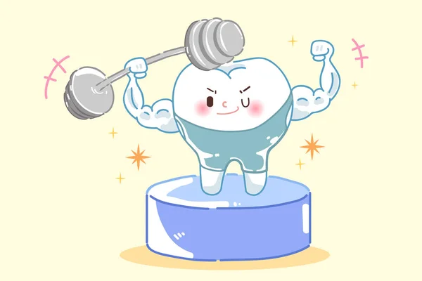 Cartoon tänder i fitness — Stock vektor