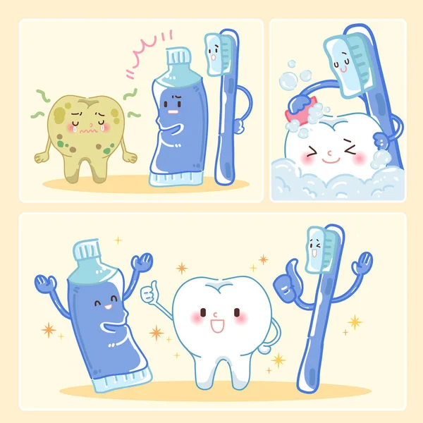Temizlik konsepti ile diş — Stok Vektör
