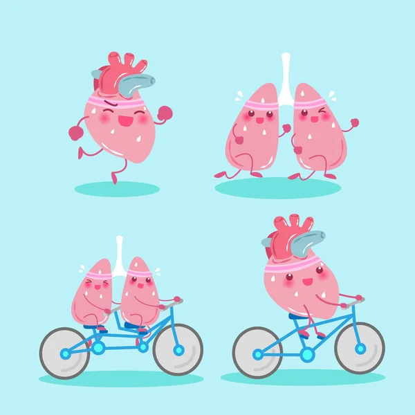 Dibujos animados pulmón y corazón — Vector de stock