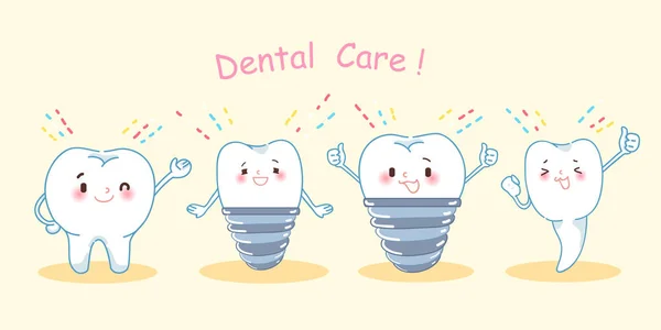 Γελοιογραφία δόντι με οδοντιατρική φροντίδα — Διανυσματικό Αρχείο