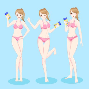 Güzellik kadını kullanım suncreen