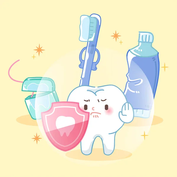 Милый мультфильм о здоровье зубов — стоковый вектор