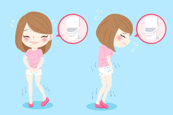 Femme ayant un problème d'urgence urinaire — Image vectorielle
