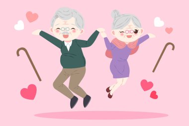 sevimli çizgi yaşlı çift