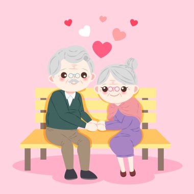 sevimli çizgi yaşlı çift