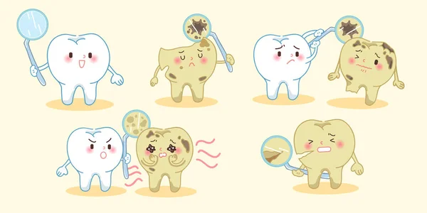 Здоровый зуб с гниением — стоковый вектор