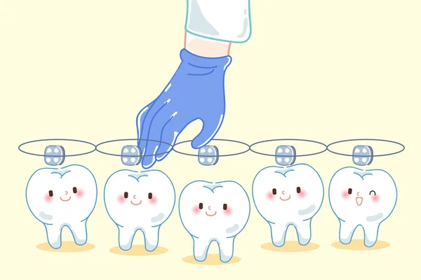 Doctor hand picking teeth — Stock Vector