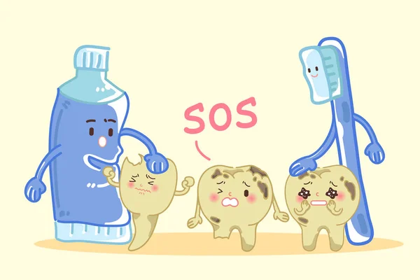 Problema de caries dental de dibujos animados — Archivo Imágenes Vectoriales