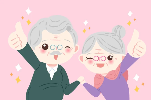 Bonito desenho animado velho casal — Vetor de Stock