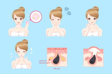 cartoon woman with face oil clipart