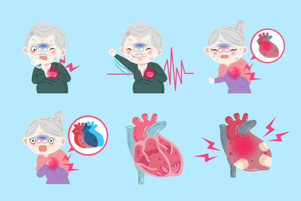 Vieux peopel avec crise cardiaque — Image vectorielle