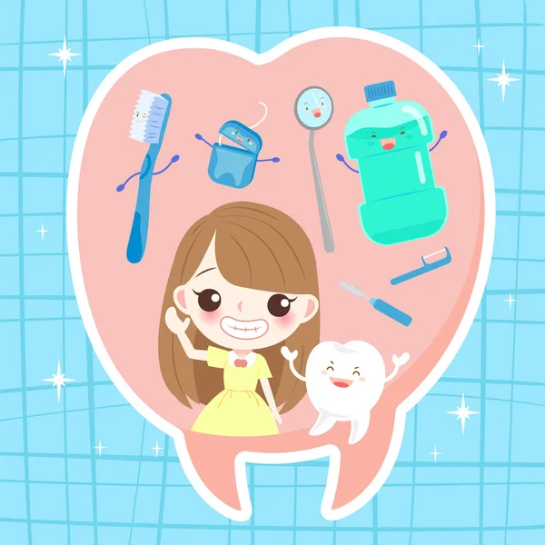 牙齿健康概念的女孩 — 图库矢量图片