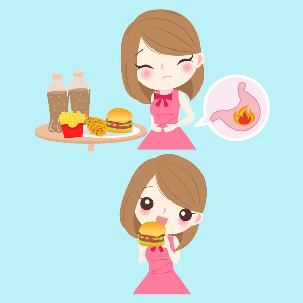 Woman with heartburn — Stock Illustration Woman with heartburn Vector Graphics