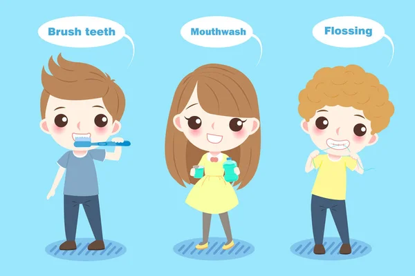 Dessin animé enfant avec dent — Image vectorielle
