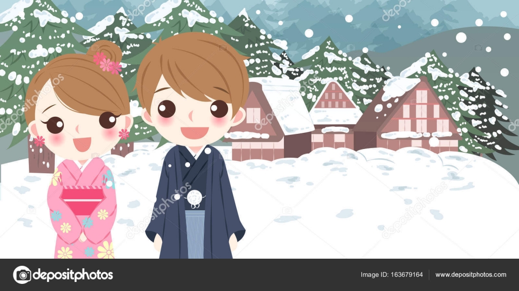 Couple Mignon Dessin Animé Image Vectorielle