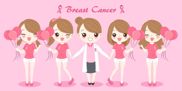 Mulher com câncer de mama prevenção — Vetor de Stock