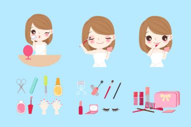 çizgi film kadın makyaj ile