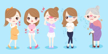 çizgi film kadın vücut problem ile