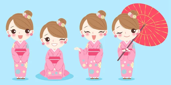 Wanita memakai kimono - Stok Vektor
