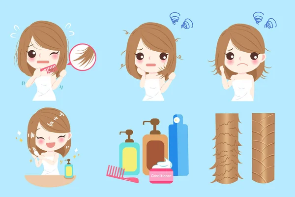 女人的头发问题 — 图库矢量图片