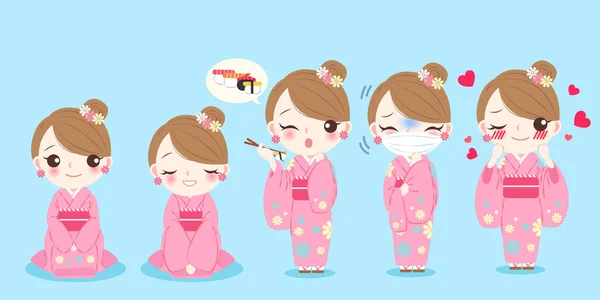 Vrouw slijtage kimono — Stockvector