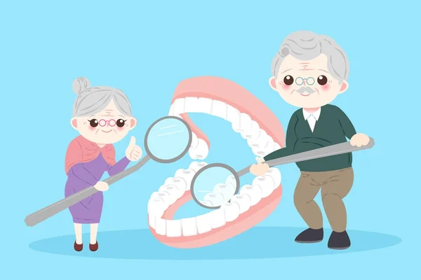 Ouderen met tand — Stockvector