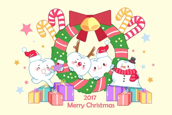 Tooth with christmas — Stock Vector