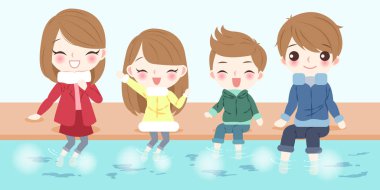 çizgi film aile ayak banyosu ile