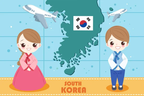 Kartun korea orang - Stok Vektor