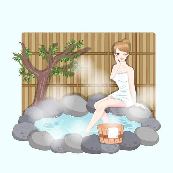 Woman with hot spring — Stock Vector