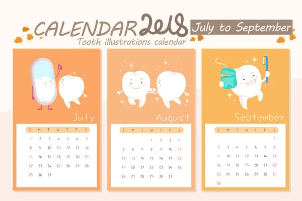 Cartoon tooth with calendar — Stock Vector