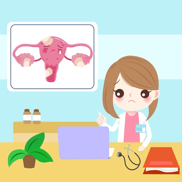 Doctor with uterus — Stock Vector
