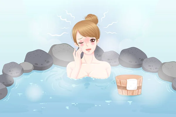 Woman with hot spring — Stock Vector