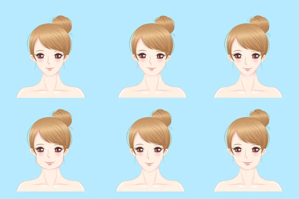 Mujer con diferente cara — Vector de stock